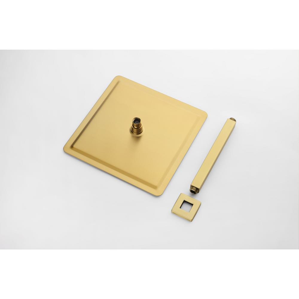  1-Spray Patterns With 2.5 GPM 12 In. Ceiling Mount Rain Fixed Shower Head In Brushed Gold