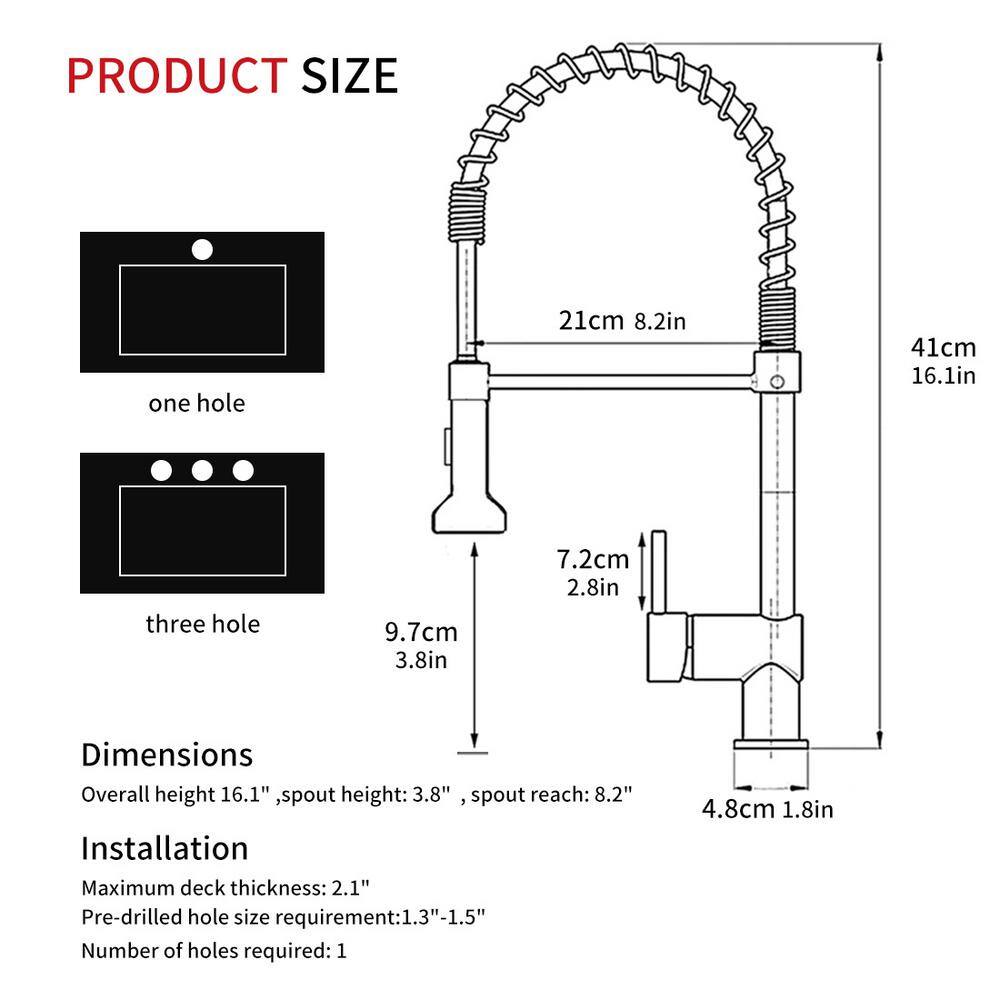  Modern Single Handle Pull Down Sprayer Kitchen Faucet High-Arc In Brushed Gold