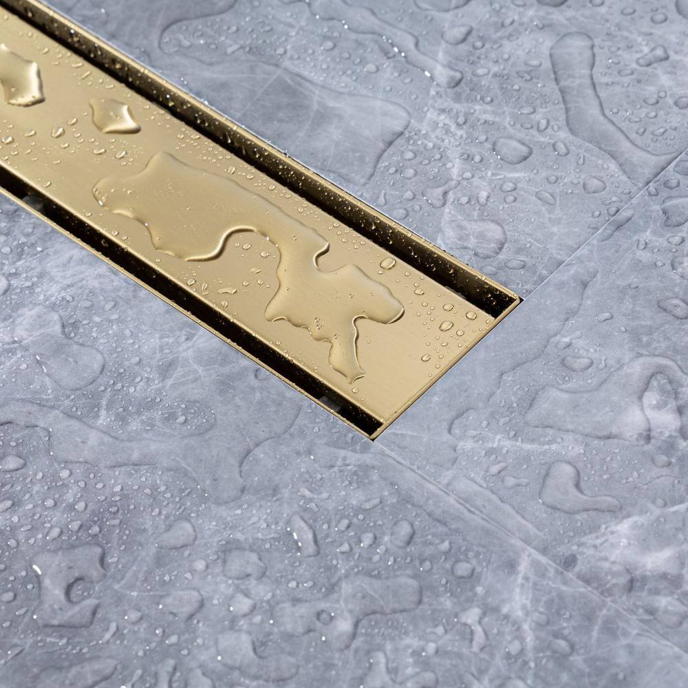  2.75 In. W X 12 In. D Stainless Steel Decorative Drain Cover With Brushed Gold