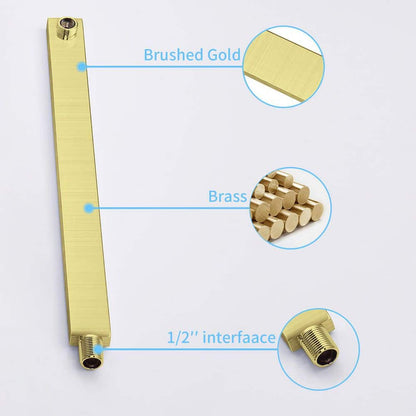  Single-Handle 2-Spray Patterns Rainfall Rectangle Dual Shower Head In Brushed Gold (Valve Included)