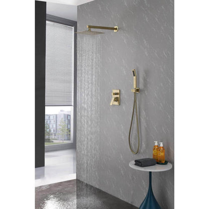  1-Spray Patterns Shower Head With Dual Wall Mount 1.5 GPM In Brushed Gold