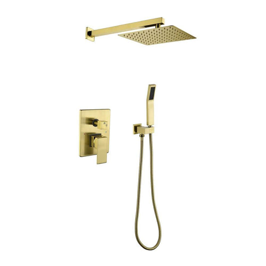  1-Spray Patterns Shower Head With Dual Wall Mount 1.5 GPM In Brushed Gold
