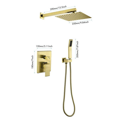  1-Spray Patterns Shower Head With Dual Wall Mount 1.5 GPM In Brushed Gold