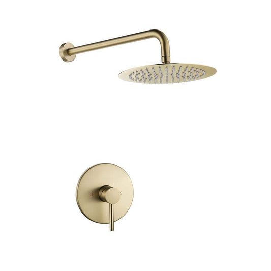  1-Spray Patterns With 1.5 GPM 10 In. Wall Mount Rain Fixed Shower Head In Brushed Gold