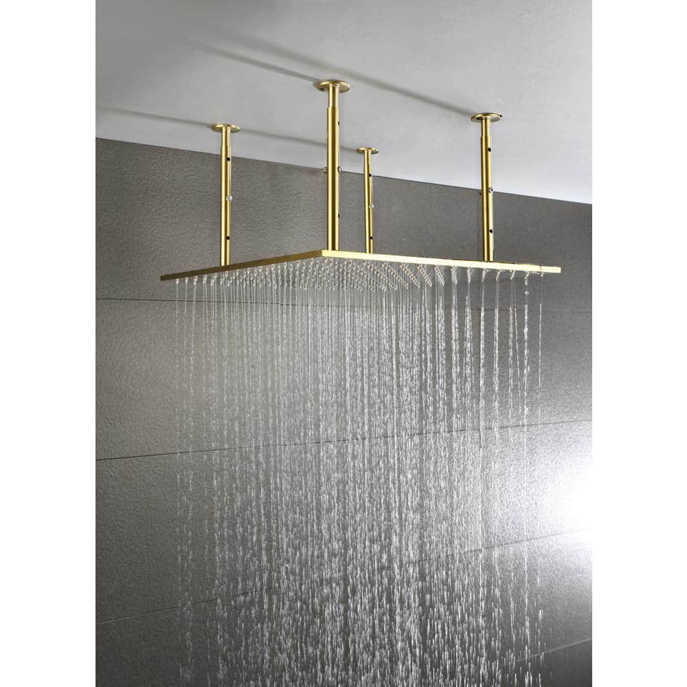  1-Spray Patterns 1.8GPM 19.68 In. Ceiling Mount Fixed Shower Head In Brushed Gold