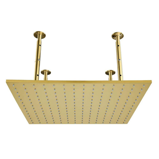  1-Spray Patterns 1.8GPM 19.68 In. Ceiling Mount Fixed Shower Head In Brushed Gold