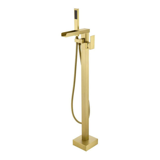  Single-Handle 2-Spray Freestanding Rectangle Handheld Shower Head 2.5 GPM In Brushed Gold