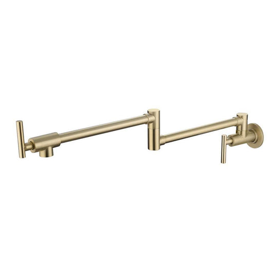  Wall Mounted Pot Filler With Swivel Spout In Brushed Gold
