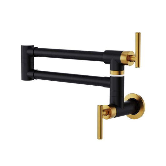  Wall Mounted Pot Filler With Cross Handle In Chrome Brushed Gold