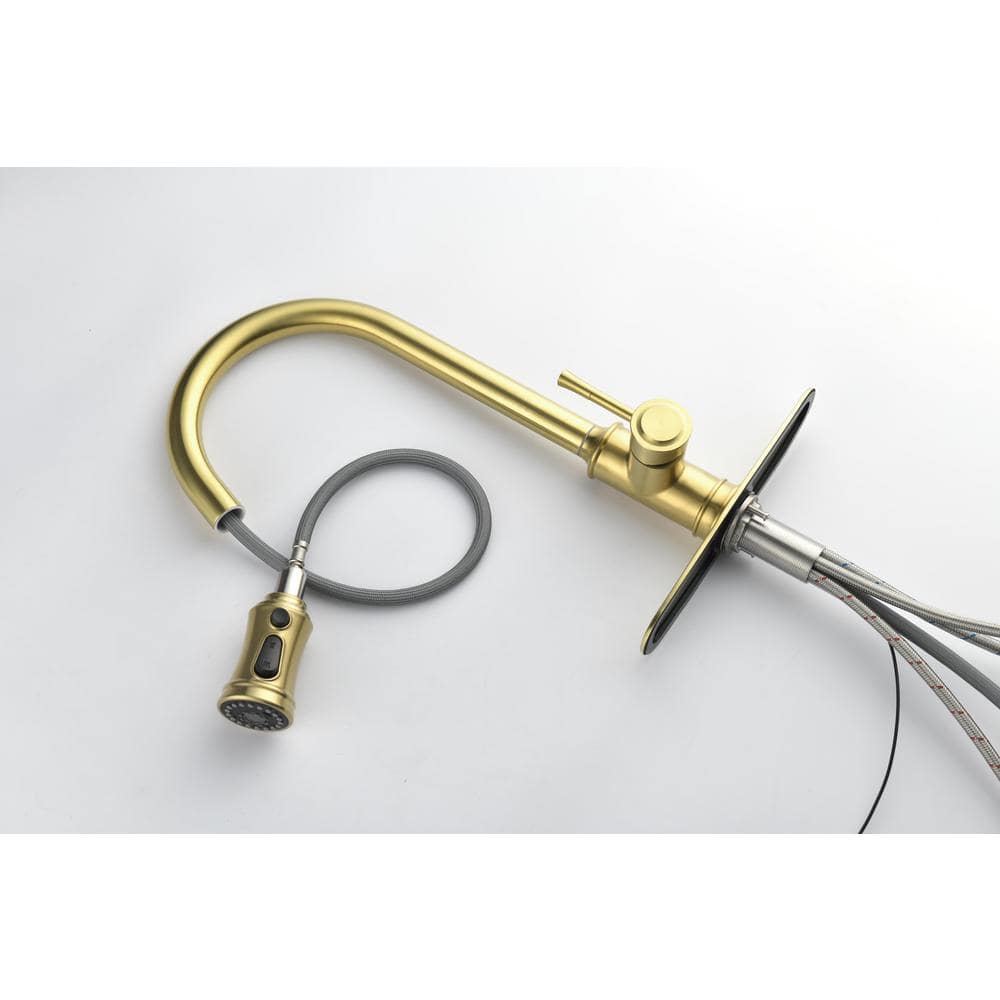  Single Handle Touch Pull Down Sprayer Kitchen Faucet In Brushed Gold