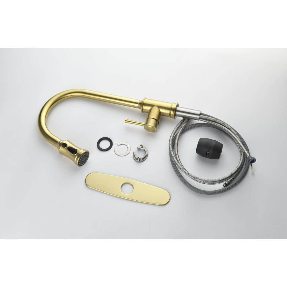  Single Handle Touch Pull Down Sprayer Kitchen Faucet In Brushed Gold