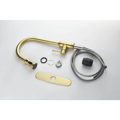  Single Handle Touch Pull Down Sprayer Kitchen Faucet In Brushed Gold