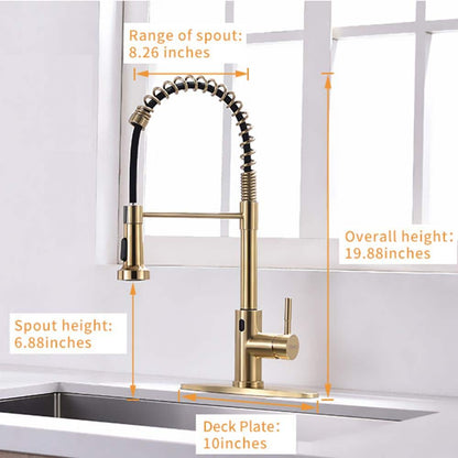  Touchless Kitchen Faucet, Hands Free Automatic Smart Kitchen Faucet Brushed Nickel Gold Smart Kitchen Faucet