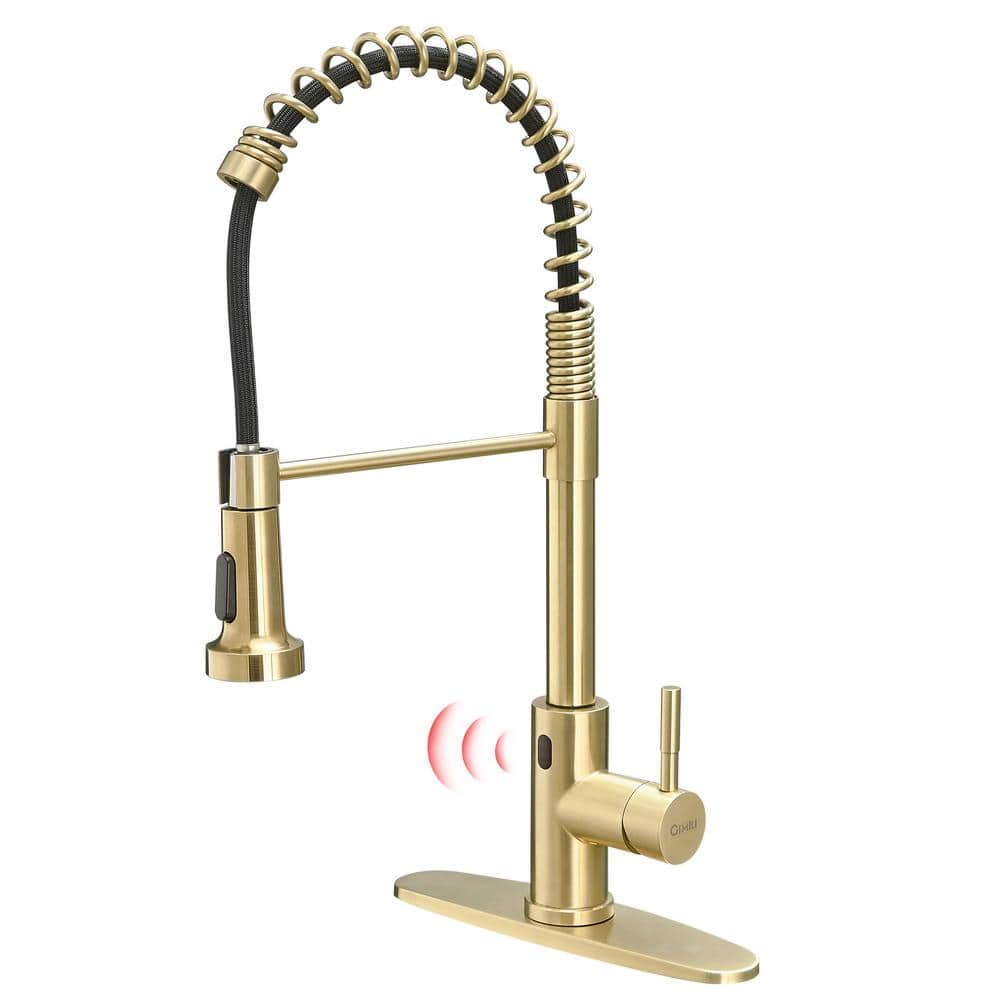  Touchless Kitchen Faucet, Hands Free Automatic Smart Kitchen Faucet Brushed Nickel Gold Smart Kitchen Faucet
