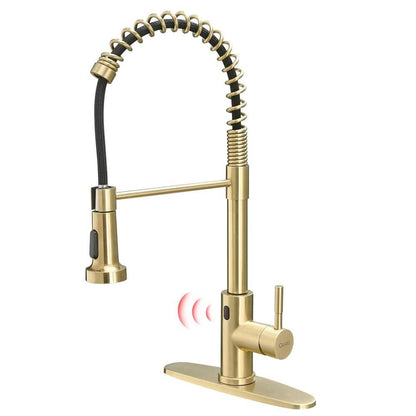  Touchless Kitchen Faucet, Hands Free Automatic Smart Kitchen Faucet Brushed Nickel Gold Smart Kitchen Faucet