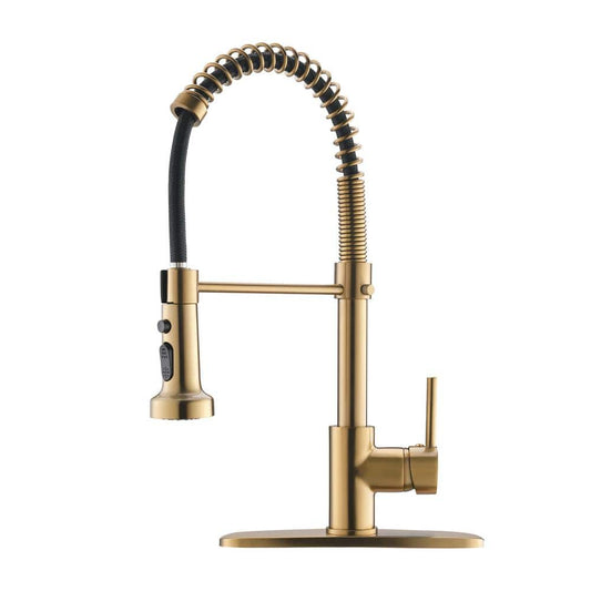  Commercial Brushed Nickel Kitchen Faucet With Pull Down Sprayer, Single Lever Kitchen Sink Faucet With Deck Plate