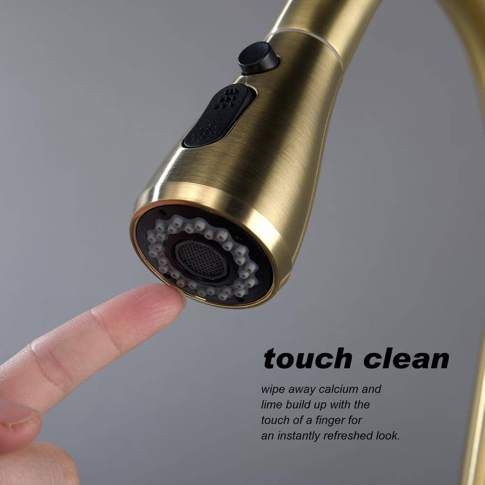  Kitchen Faucet With Pull Out Spraye In Brushed Gold