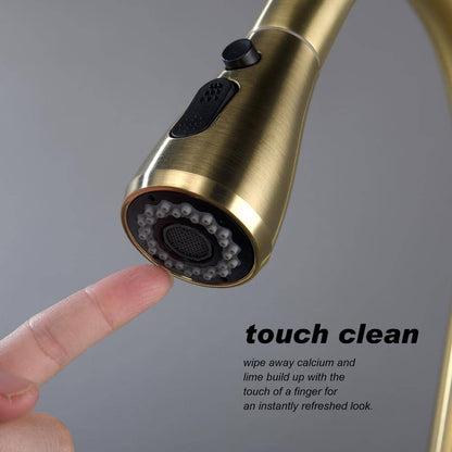  Kitchen Faucet With Pull Out Spraye In Brushed Gold