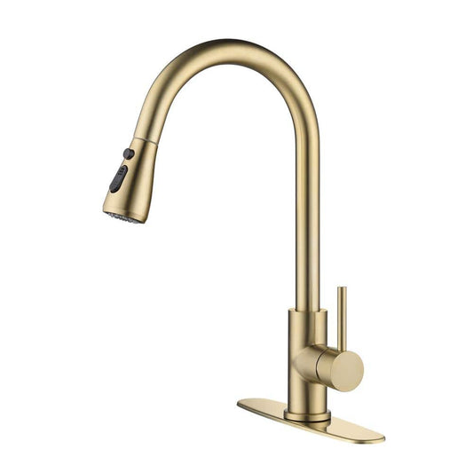  Kitchen Faucet With Pull Out Spraye In Brushed Gold