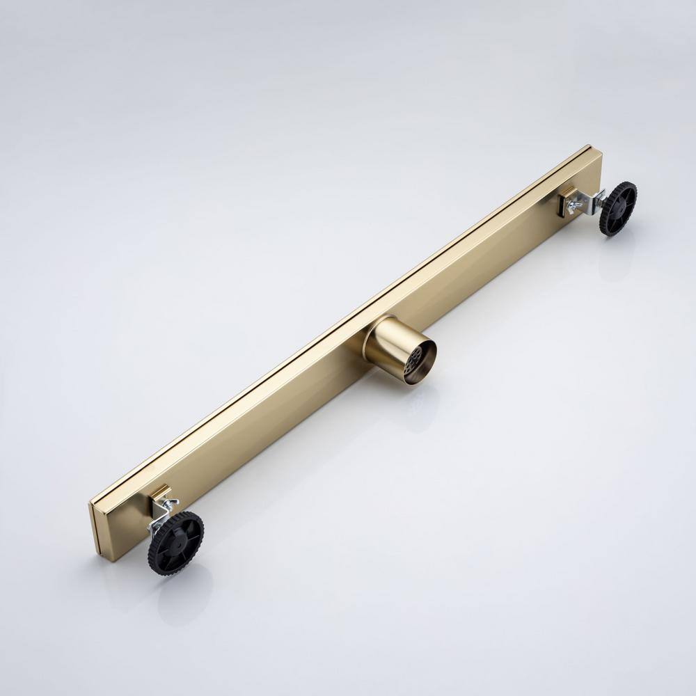  2.75 In. W X 28 In. D Stainless Steel Decorative Drain Cover With Brushed Gold