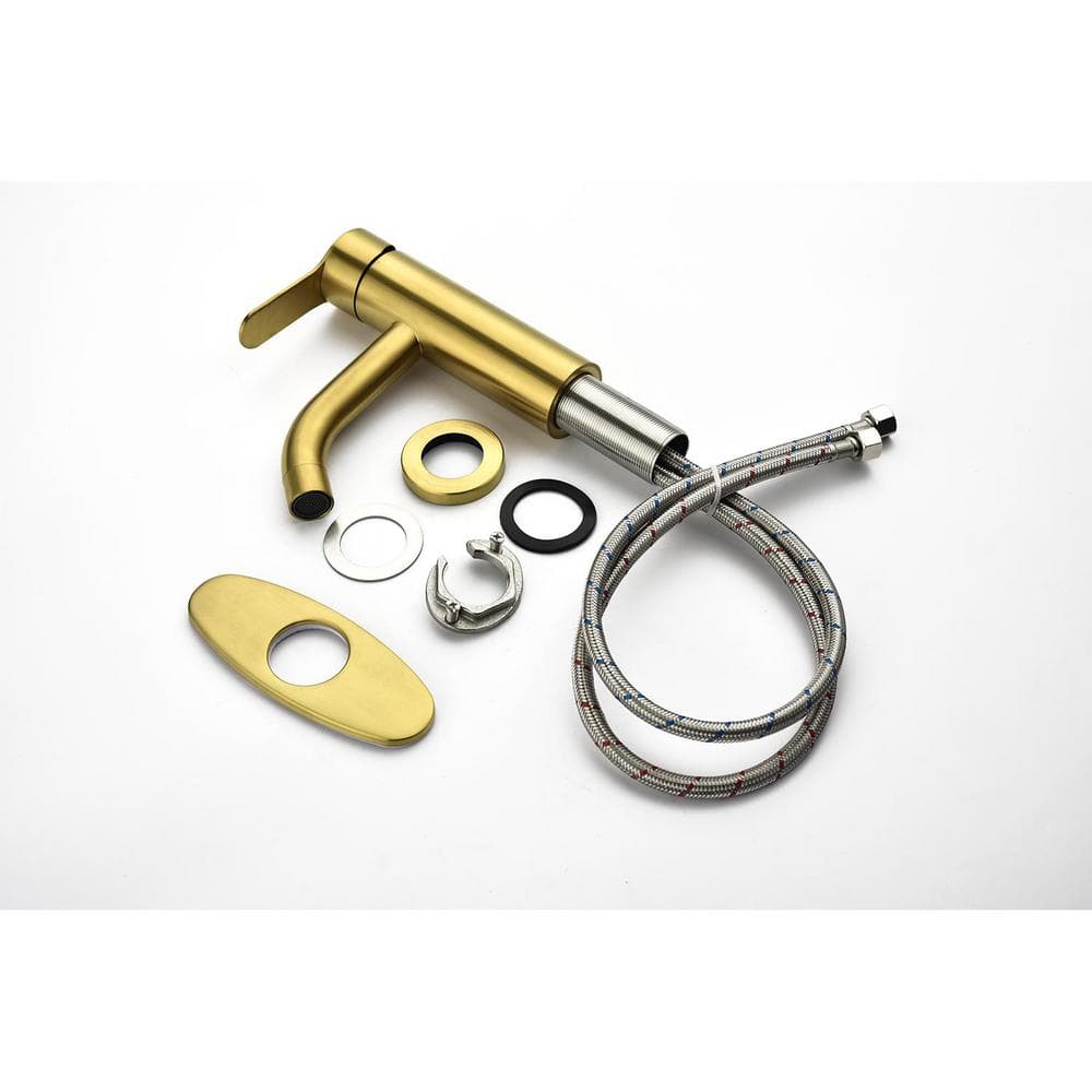  Single Handle Bathroom Sink Faucet In Brushed Gold