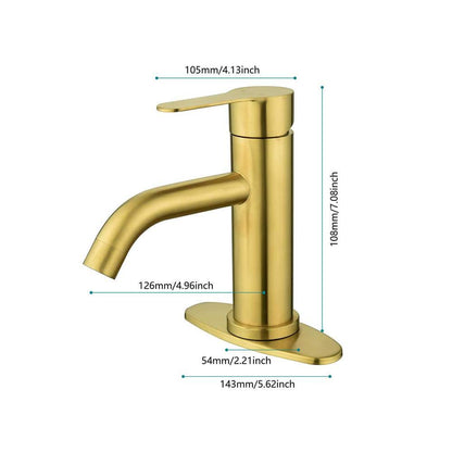  Single Handle Bathroom Sink Faucet In Brushed Gold