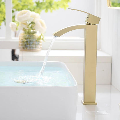  Brushed Gold Bathroom Faucet Single Hole Bathroom Faucet Modern Single Handle Vanity Basin Faucet