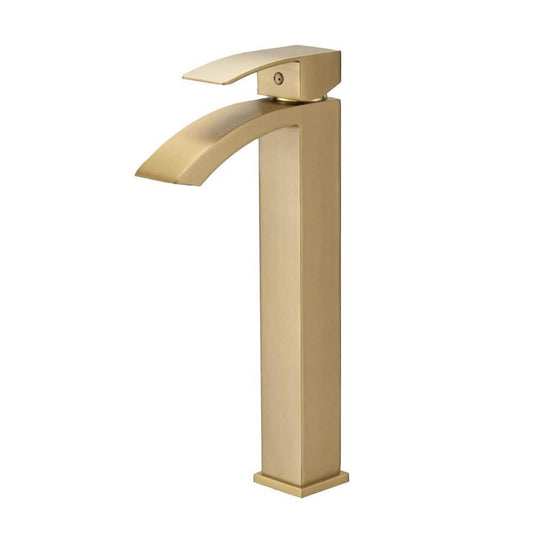  Brushed Gold Bathroom Faucet Single Hole Bathroom Faucet Modern Single Handle Vanity Basin Faucet