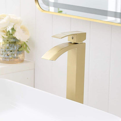  Brushed Gold Bathroom Faucet Single Hole Bathroom Faucet Modern Single Handle Vanity Basin Faucet