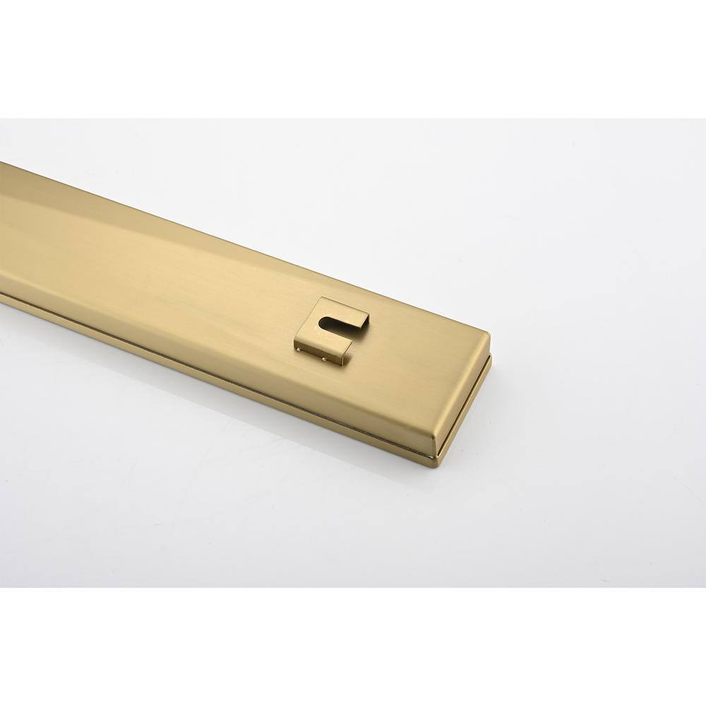  36 In. Linear Shower Drain, Included Hair Strainer And Leveling Feet In Brushed Gold