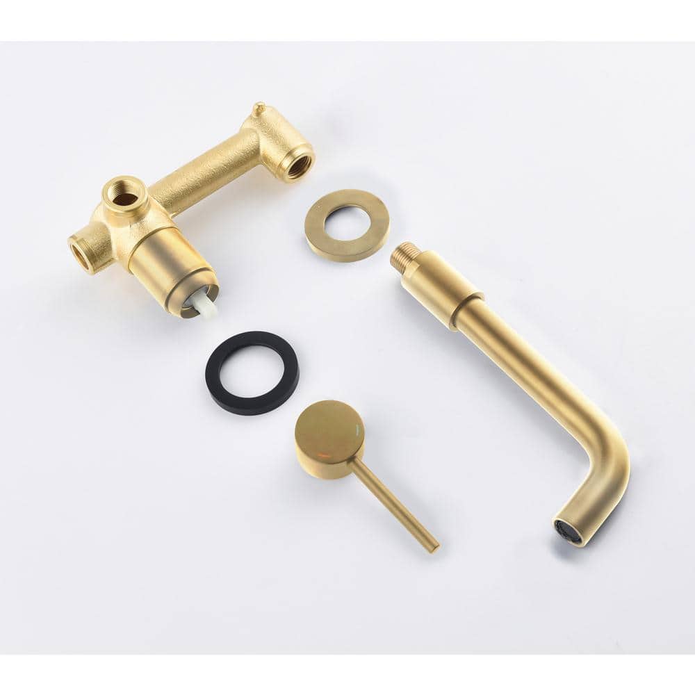  Wall Mounted Bathroom Sink Single Lever Handle Faucet With Pop-Up Drain (No Overflow)