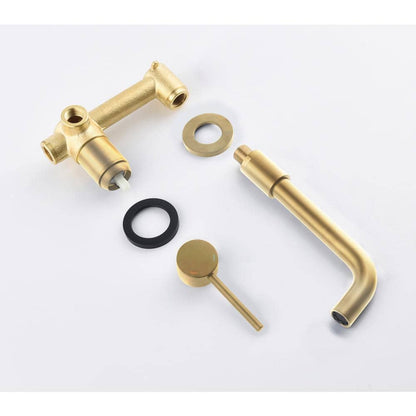  Wall Mounted Bathroom Sink Single Lever Handle Faucet With Pop-Up Drain (No Overflow)