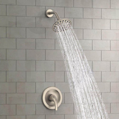  6-Spray Single Handle Round Shower Head Set Wall Mount Fixed And Handheld Shower Head 2.5 GPM In Brushed Nickel
