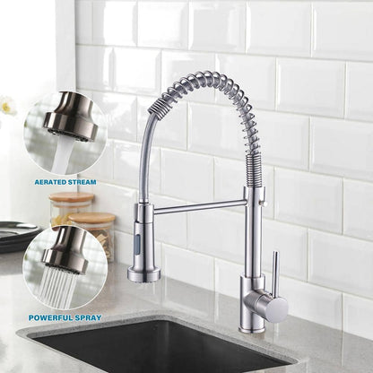  Single Handle Deck Mount Pull Down Sprayer Kitchen Faucet In Brushed Nickel