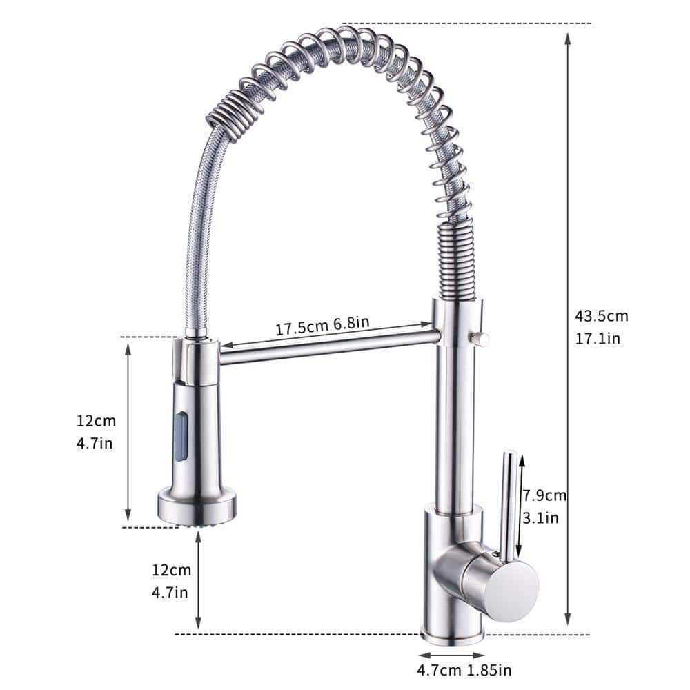  Single Handle Deck Mount Pull Down Sprayer Kitchen Faucet In Brushed Nickel