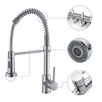  Single Handle Deck Mount Pull Down Sprayer Kitchen Faucet In Brushed Nickel