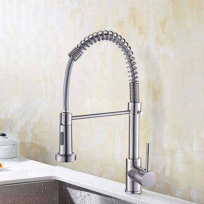  Single Handle Deck Mount Pull Down Sprayer Kitchen Faucet In Brushed Nickel