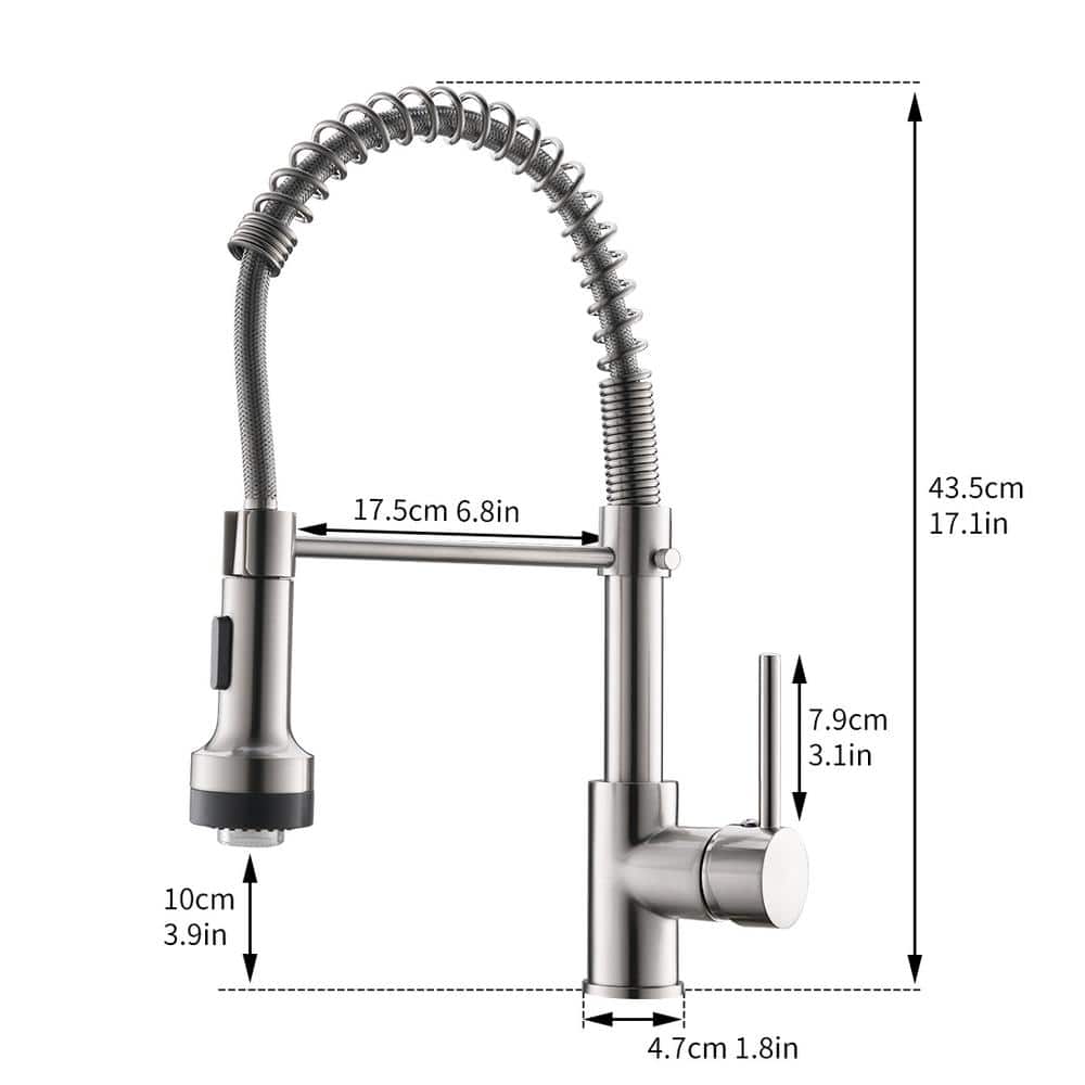  Single Handle Deck Mount Pull Down Sprayer Kitchen Faucet With LED In Brushed Nickel