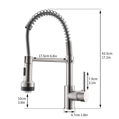  Single Handle Deck Mount Pull Down Sprayer Kitchen Faucet With LED In Brushed Nickel