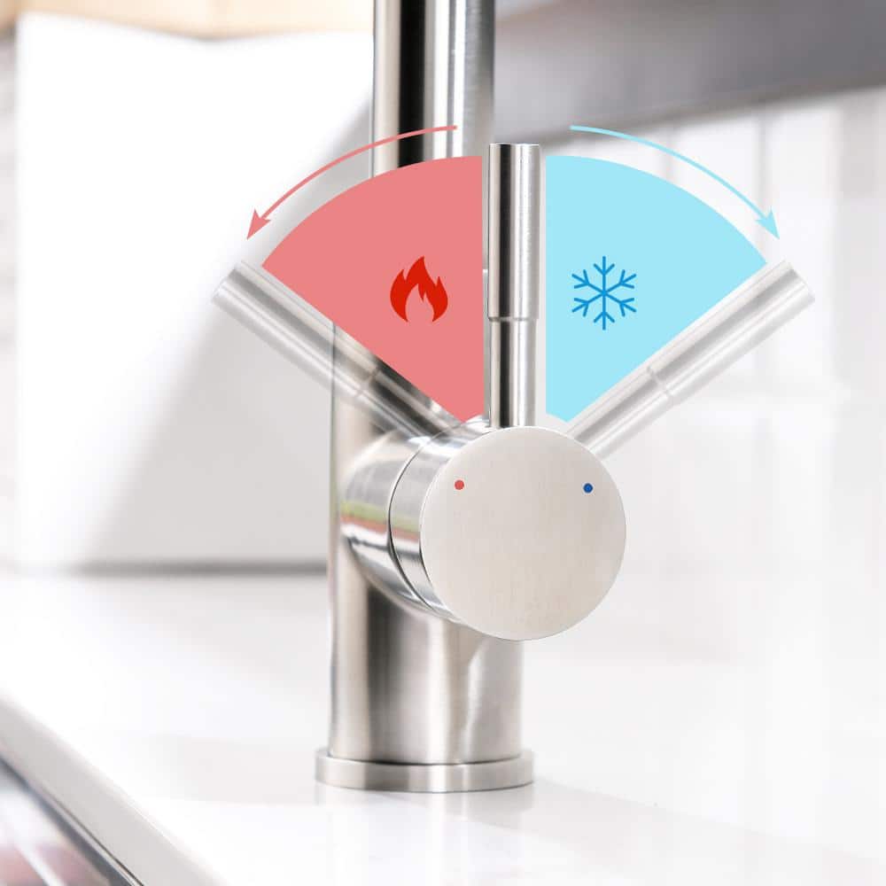 Single Handle Touch Sensor Gooseneck Pull Down Sprayer Kitchen Faucet In Brushed Nickel