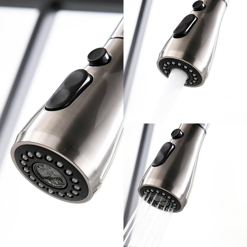  Single Handle Touch Sensor Gooseneck Pull Down Sprayer Kitchen Faucet In Brushed Nickel
