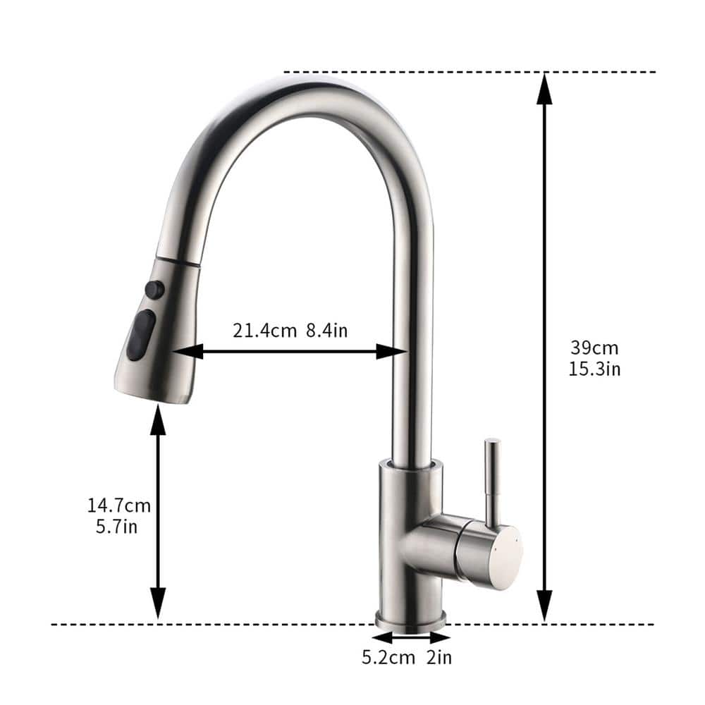  Single Handle Touch Sensor Gooseneck Pull Down Sprayer Kitchen Faucet In Brushed Nickel