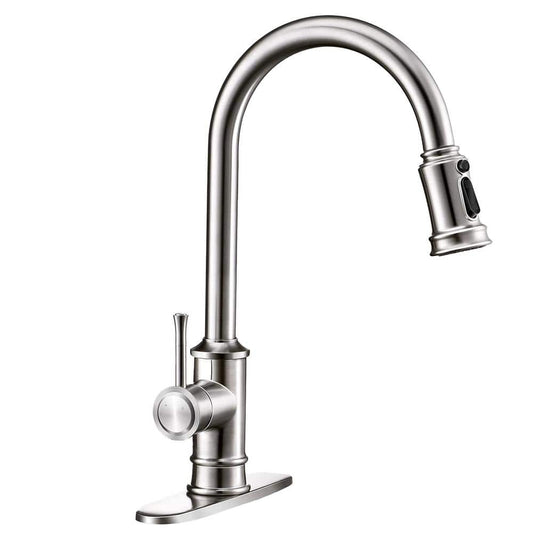  Single Handle 3 Modes Pull Down Sprayer Kitchen Cantilever Faucet Modern Kitchen Sink Faucet In Brushed Nickel