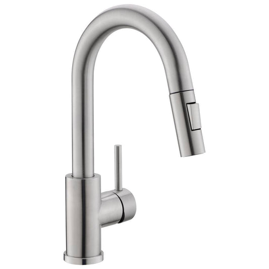  Modern Single Handle Pull Down Sprayer Kitchen Faucet Bar Sink Cantilever Faucet In Brushed Nickel