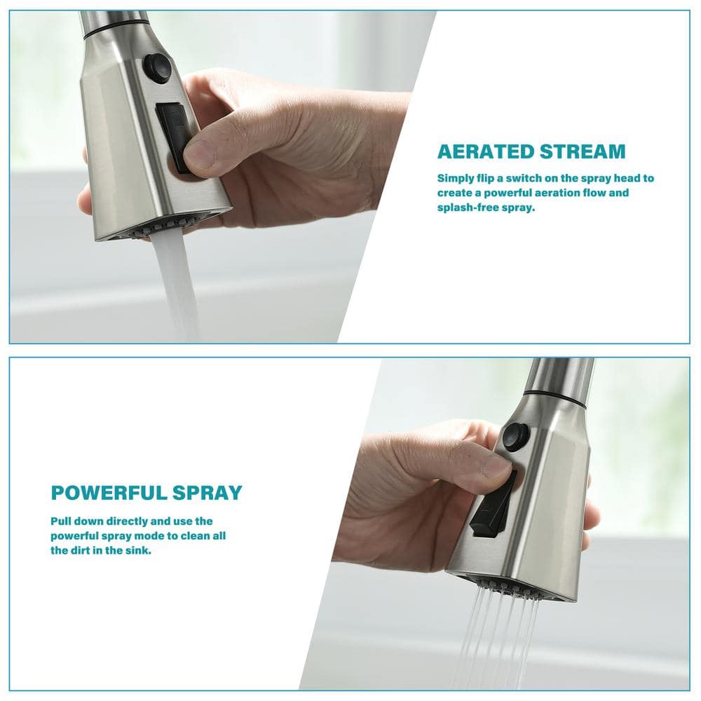  Single Handle Touchless Pull Down Sprayer Kitchen Faucet In Brushed Nickel