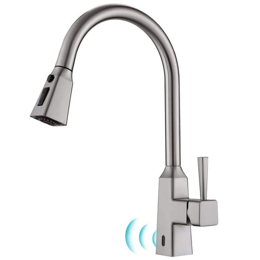  Single Handle Touchless Pull Down Sprayer Kitchen Faucet In Brushed Nickel