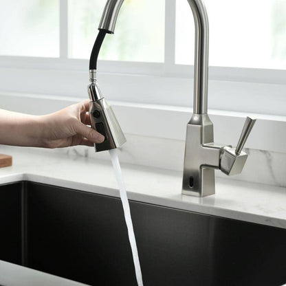  Single Handle Touchless Pull Down Sprayer Kitchen Faucet In Brushed Nickel