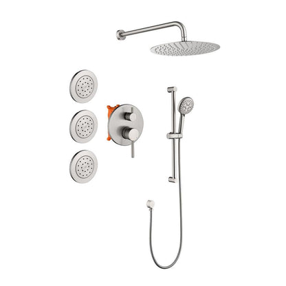  1-Spray Dual Shower System 2.5 GPM With Shower Head,Hand Shower,Slide Bar In Brushed Nickel