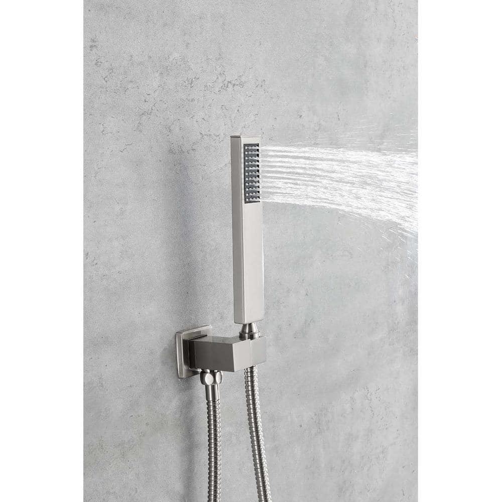  1-Spray Wall Mounted Waterfall Dual Rain Shower System 1.5 GPM In Brushed Nickel