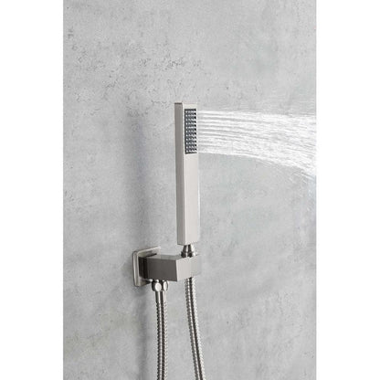  1-Spray Wall Mounted Waterfall Dual Rain Shower System 1.5 GPM In Brushed Nickel